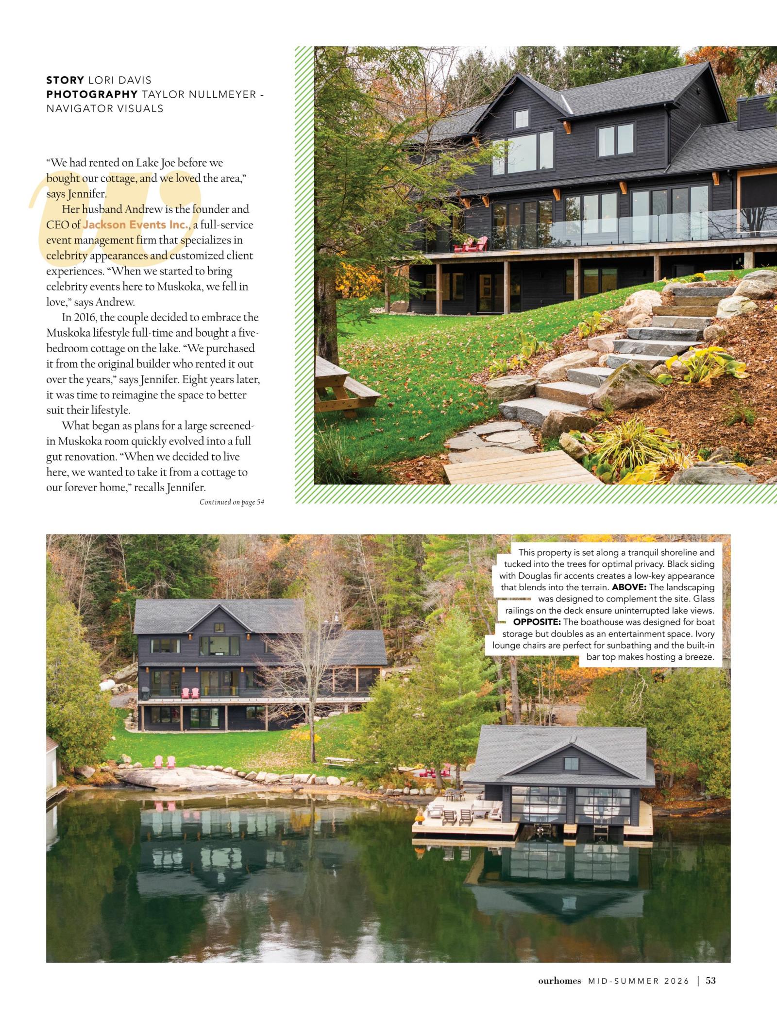 The Magic of Lake Joseph, Our Homes Muskoka Mid-Summer 2026, page 53 — Black Fir Cottage by Corbin Patten Designs