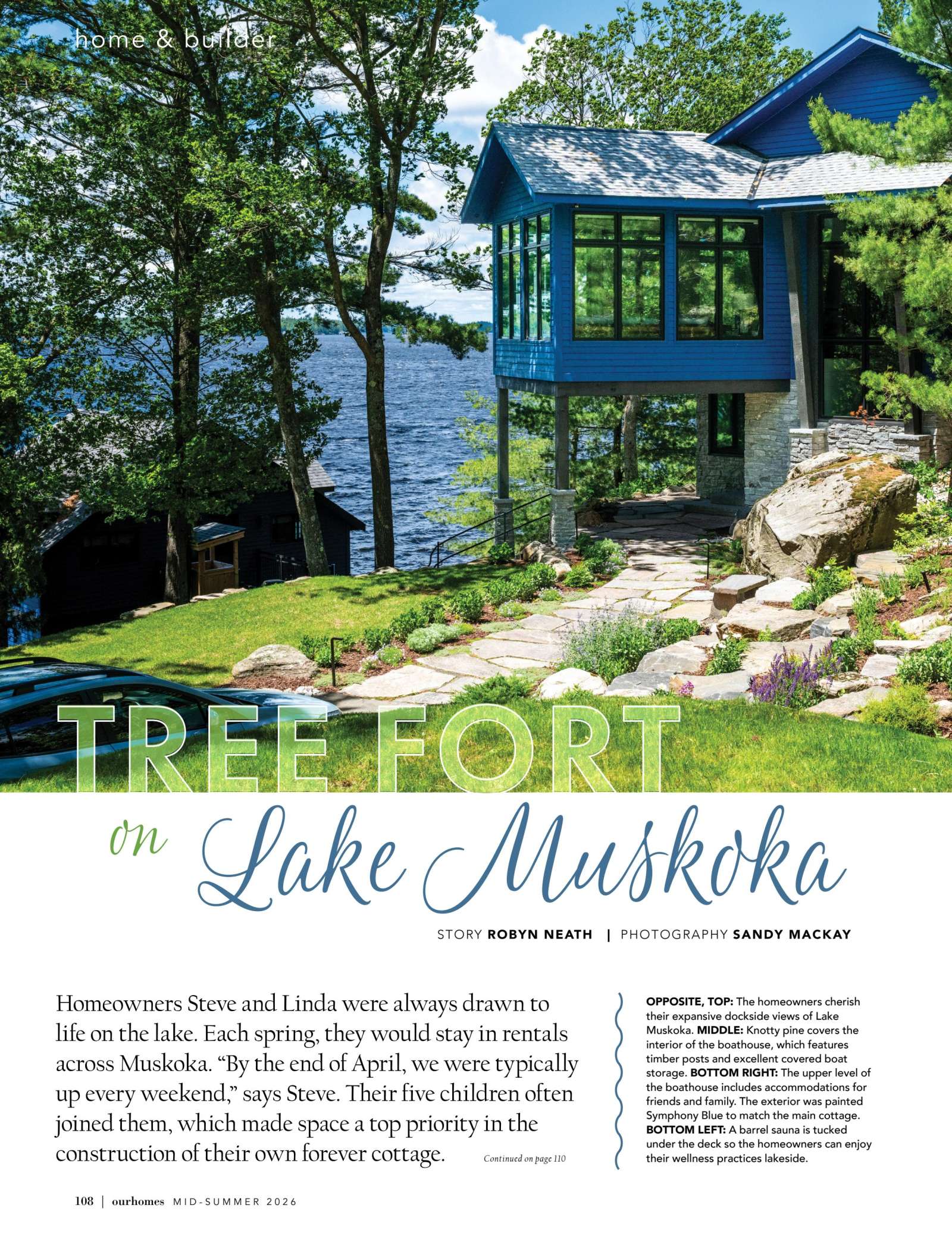 Tree Fort on Lake Muskoka, Our Homes Muskoka Mid-Summer 2026, page 108 — Windy Point Cottage by Corbin Patten Designs