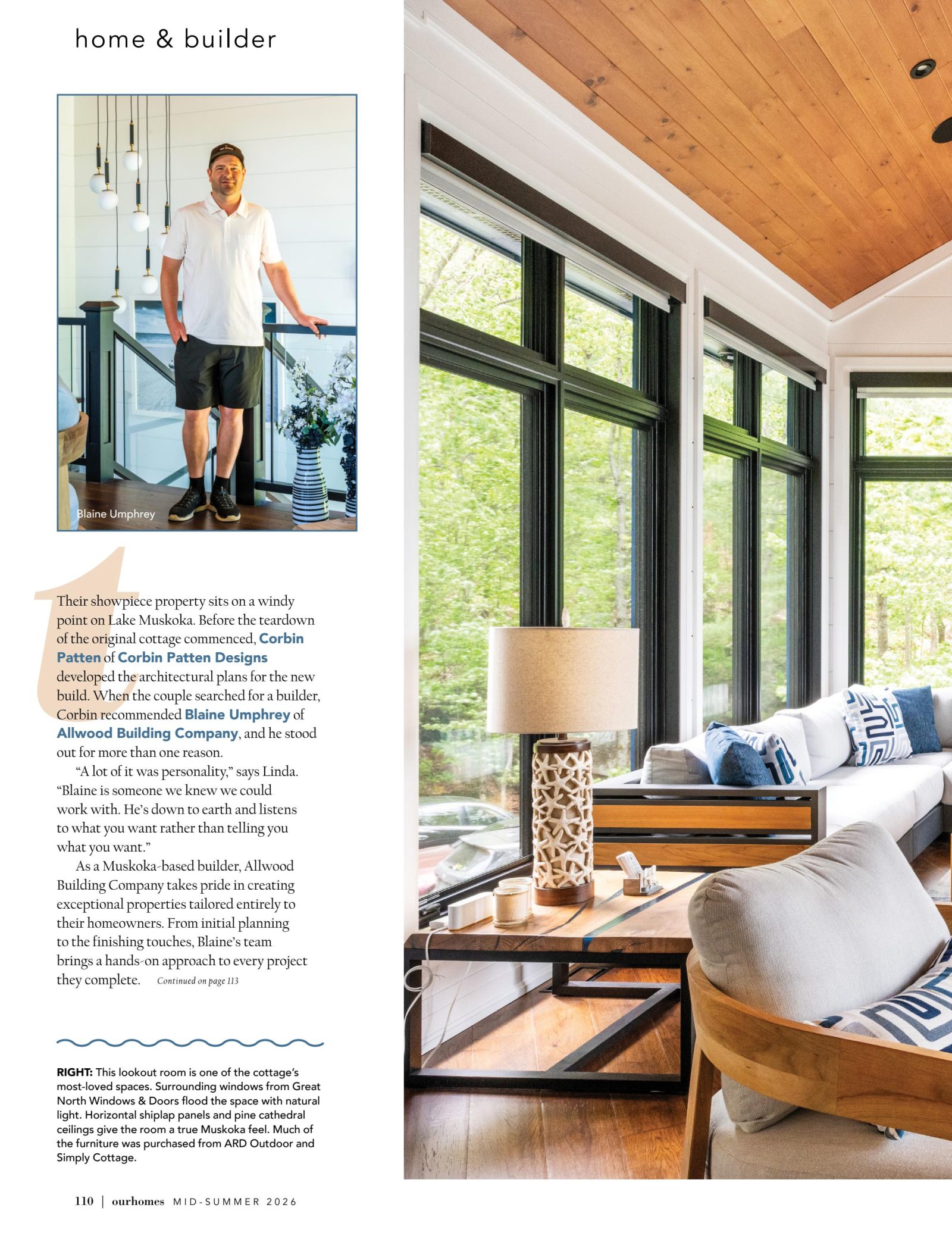 Tree Fort on Lake Muskoka, Our Homes Muskoka Mid-Summer 2026, page 110 — Windy Point Cottage by Corbin Patten Designs