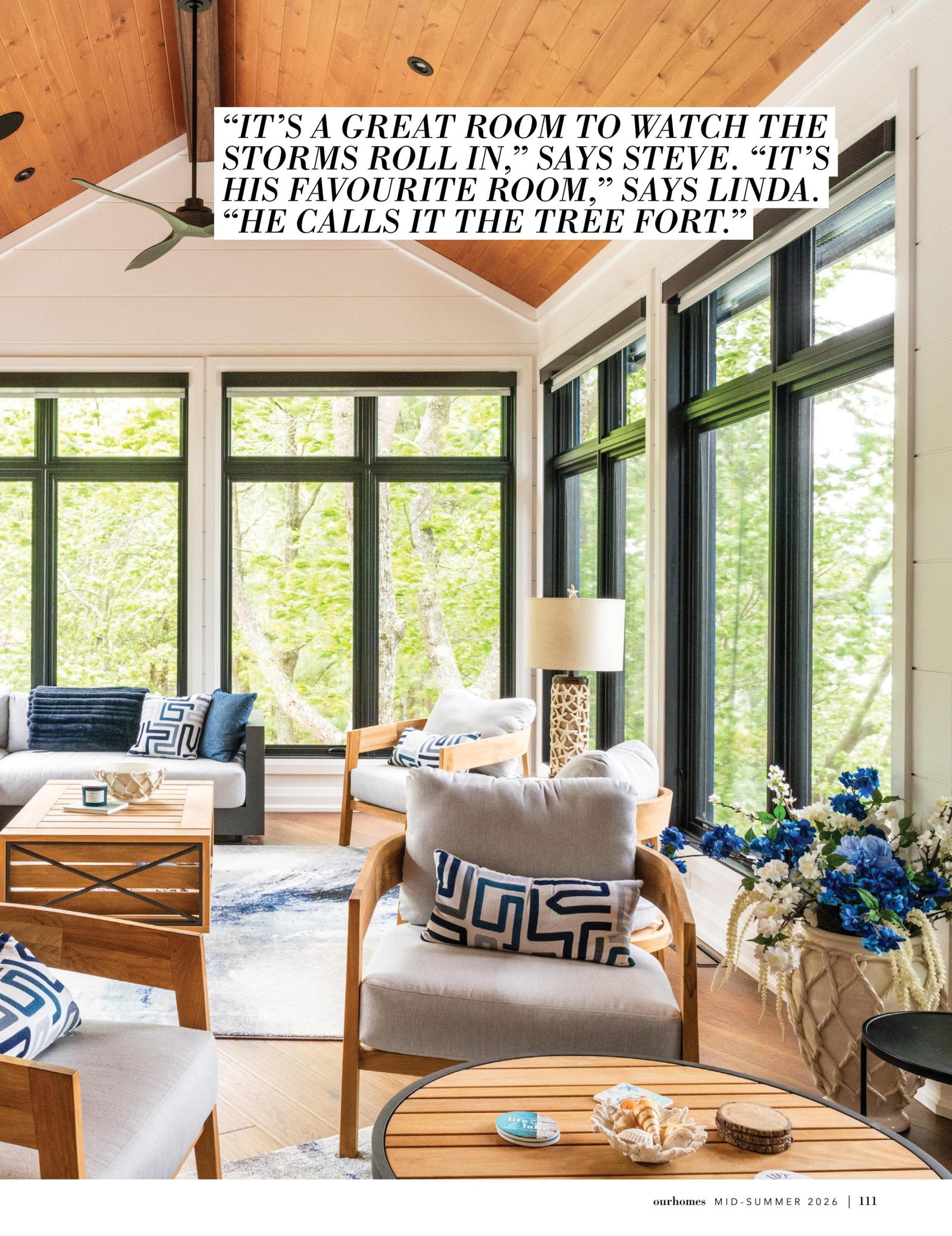Tree Fort on Lake Muskoka, Our Homes Muskoka Mid-Summer 2026, page 111 — Windy Point Cottage by Corbin Patten Designs