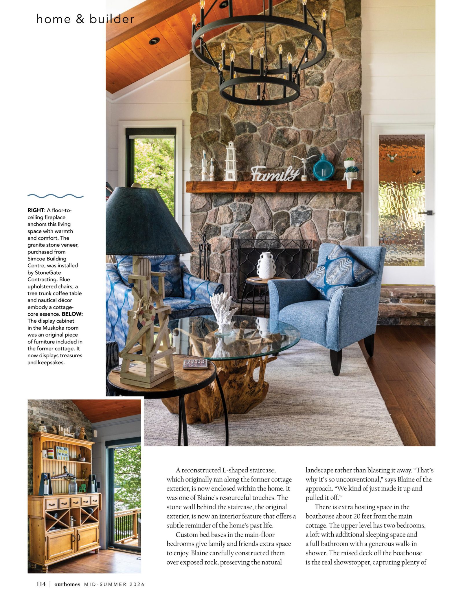 Tree Fort on Lake Muskoka, Our Homes Muskoka Mid-Summer 2026, page 114 — Windy Point Cottage by Corbin Patten Designs