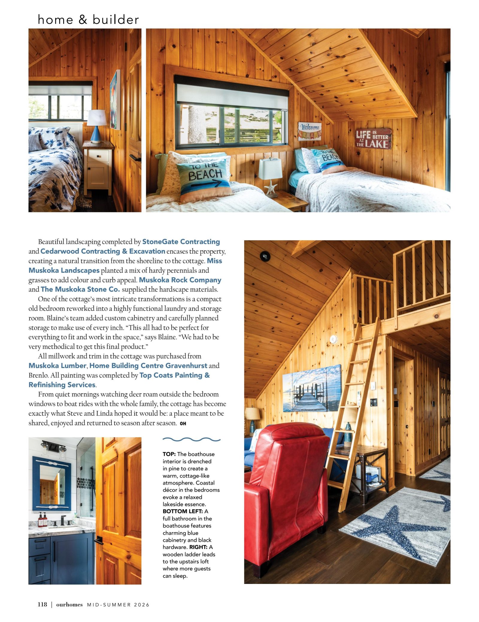 Tree Fort on Lake Muskoka, Our Homes Muskoka Mid-Summer 2026, page 118 — Windy Point Cottage by Corbin Patten Designs